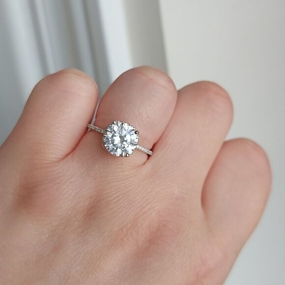 2.5 Carat Cubic Zircon Sterling Silver Engagement Ring - Picture 1 of 15